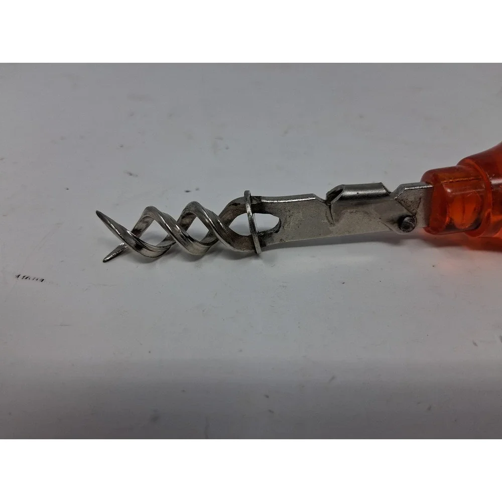VTG Amber Plastic T-Handle Corkscrew Made in Italy Wine Opener Portable MCM. U